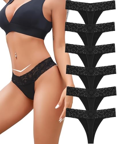 BeReady Baumwolle String Tanga Damen Spitze Unterhosen Frauen V-Waist Atmungsaktiv Slip Damen Baumwoll Unterwäsche Sexy Dessous Yoga Valentinstag Underwear Women Mehrpack