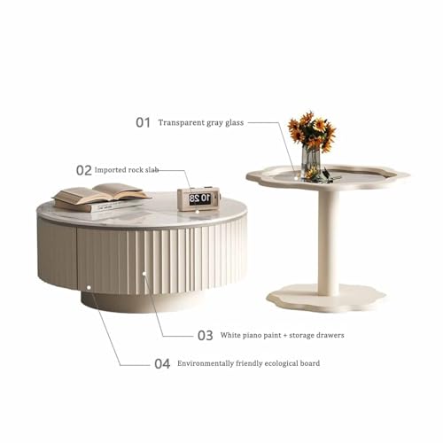Coffee table à support à trois pieds et plateau blanc scandi - 6