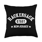 Beautiful, stylish HACKENSACK NEW JERSEY classic athletic graphic in white. Includes 07601, the prominent zip code in Hackensack NJ. A unique, fun, retro design! Would make a cool moving to Hackensack housewarming idea as well. Great for a friend or....