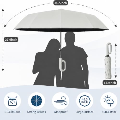 Image of Umbrella, UV Big Size Umbrella for Sun Protection Rain Windproof Strong Large 3 Fold For Men Women Kids Boys Girls Perfect & Stylish Windproof & Compact