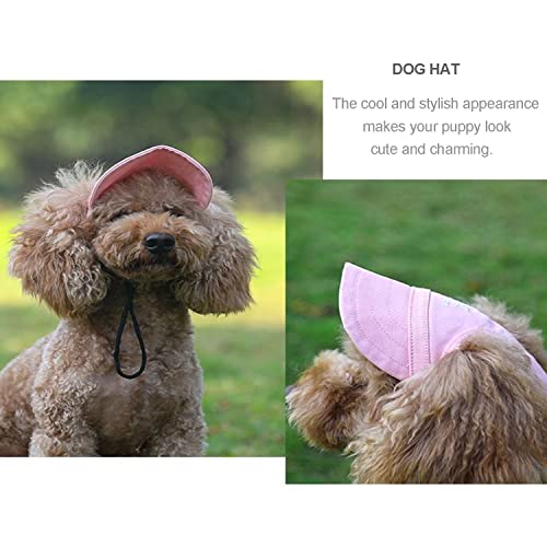 Image of HDKUW Dog Hat with Ear Holes, Dog Baseball Outdoor Cap, Adjustable Summer Travel Sport Hat for Small Medium Dogs Pink S
