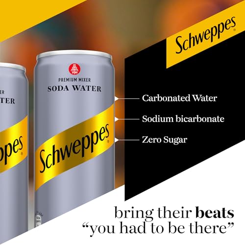 SCHWEPPES Soda Water, Carbonated Drink, Can 150ml, Pack of 30