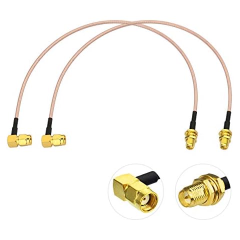 Bingfu WiFi Antenna Extension Cable (2-Pack) RP-SMA Male Right Angle to RP-SMA Female Bulkhead Mount RG316 Cale 30cm 12 inch for WiFi Router Security IP Camera Monitor Mini PCIE Card Cover