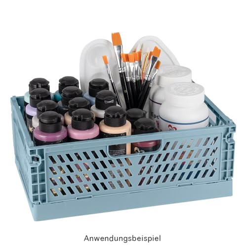 Ideen mit Herz Klappkisten | stapelbar | stabil | faltbare Aufbewahrungskiste | Klappbox aus Kunststoff (20 x 15 x 9 cm | 4 Stück, taubenblau)