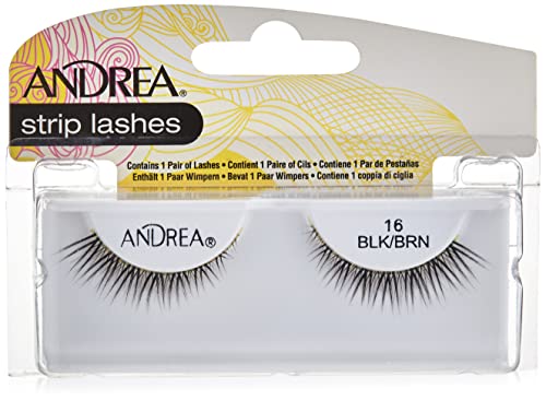 Andrea False Eyelashes Strip Lash Style 16, Black Brown