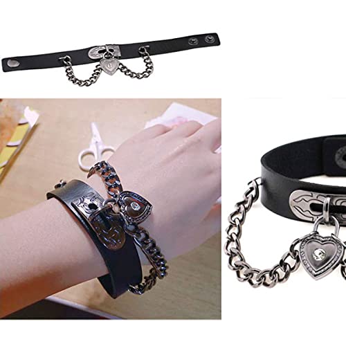 Yomlry 5Pcs Gothic Spike Bracelet Adjustable Punk Rock Bracelet Set Black Studded Faux Leather Bracelet For Men Women Punk Bracelets #TOP5