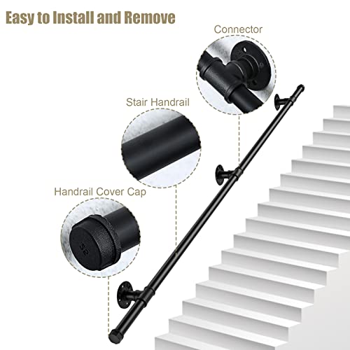 Handrail Stairs, Wall-Mounted Stair Handrail, 1m/2m/3m Non-Slip Metal Grab Bar Railing, Staircase Banister Rail Support Kit - Image 4