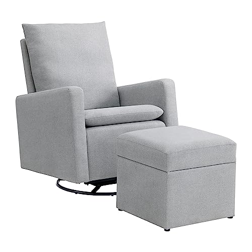 Soho Baby Everlee Upholstered Glider and Ottoman Set, Light Gray