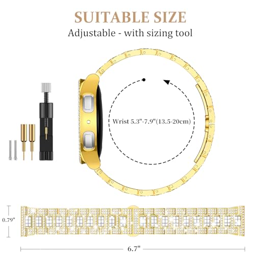 SUPOIX Band Case Compatible for Samsung Galaxy Watch 5 40mm/Watch 4 40mm, 20mm Women Sparking Replacement Strap & PC Protective Bumper Face Cover for Galaxy Watch 5/4(Gold,40mm) by SUPOIX - Image 3