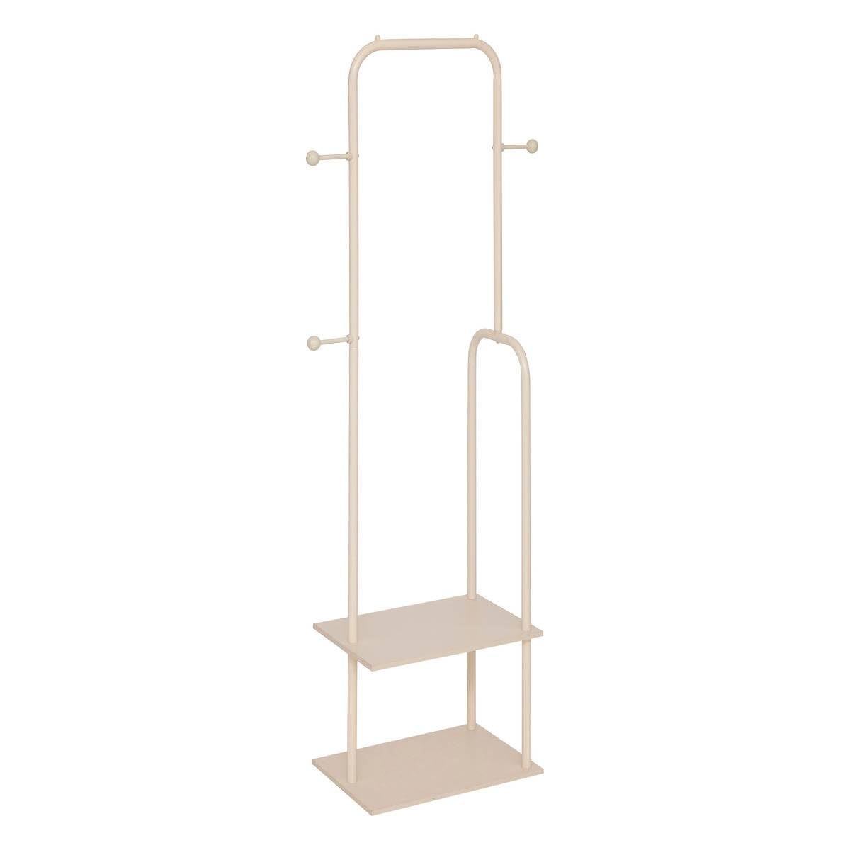5 five simply smart 5Five - Portant à Vêtement LINY Beige en Metal et Bois - Barre Simple - 45x31x164cm - Organisation Dressing, Accessoire pour Habits