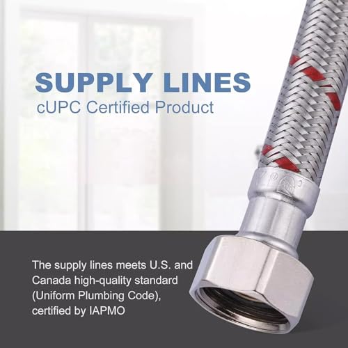 2 Stück Anschlussschlauch Armatur, Panzerschlauch 1/2 Zoll x M10 Edelstahl Wasserhahn Schlauch 60cm Flexschlauch Geflochtener Verlängerung für Mischbatterie