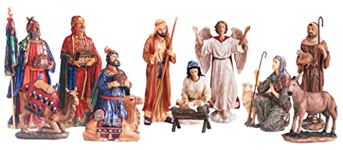 THREE KINGS GIFTS THE ORIGINAL GIFTS OF CHRISTMAS Outdoor Nativity Set - 12 Pieces, 51 1/2 INCH Tall. Brightly Colored. Now with WINDGUARD Bracing System