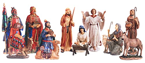 Complete 12pc Outdoor Nativity Set 51" Tall - Lifelike High Res, Sturdy 22 Gauge Flat Metal, Strong Windguard Bracing. Includes Baby Jesus, Joseph, Mary, Shepherds, Wisemen, Animals
