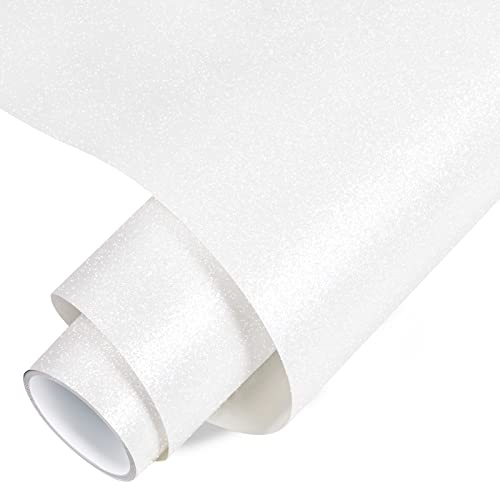 VINYL FROG Shimmer Adhesive Vinyl 12"x60" White Glitter Craft Permanent Vinyl for Craft Cutter for Home Decor