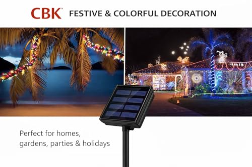 Image of CBK Solar Fairy Color String Light 200 LEDs 22 Meter Inbuilt Rechargable Batery Waterproof 8 Mode Copper Wire for Garden Yard Balcony Diwali Christmas Party & Led Light (Multi-Colour)