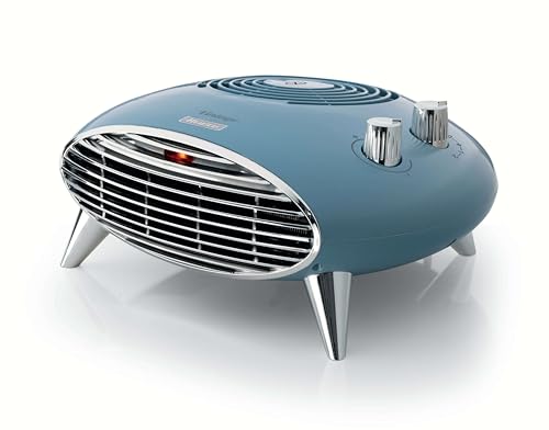 Ariete 8211 Chauffage de table, chauffage électrique, 2000W, thermostat, silencieux, grille et pieds chromés, bleu clair