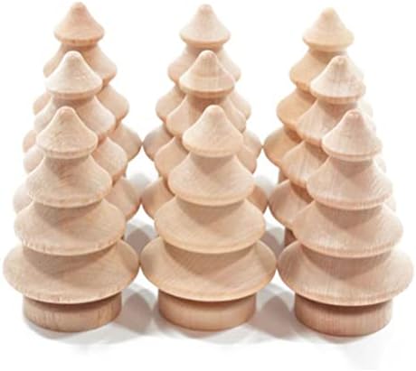 HEALIFTY Unfinished Wooden Doll DIY Crafts Tree Peg People Home Decor Ornament 10pcs
