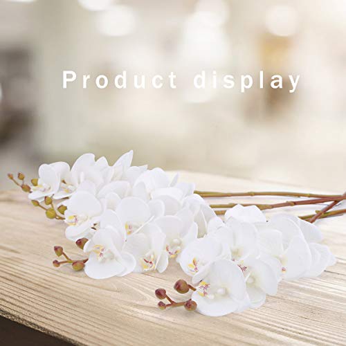 Bomarolan Artificial Flowers Faux Butterfly Orchid 4 Pcs Real Touch Double Branch Silk Flowers For Wedding Home Office Party Hotel Yard Decoration Restaurant Patio Festive Furnishing (White) #TOP2