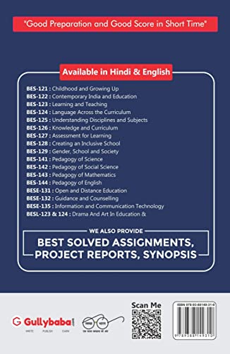 GullyBaba IGNOU B.Ed. (Latest Edition) BES - 127 Assessment for Learning in English Medium, IGNOU Help Books with Solved Sample Question Papers and Important Exam Notes