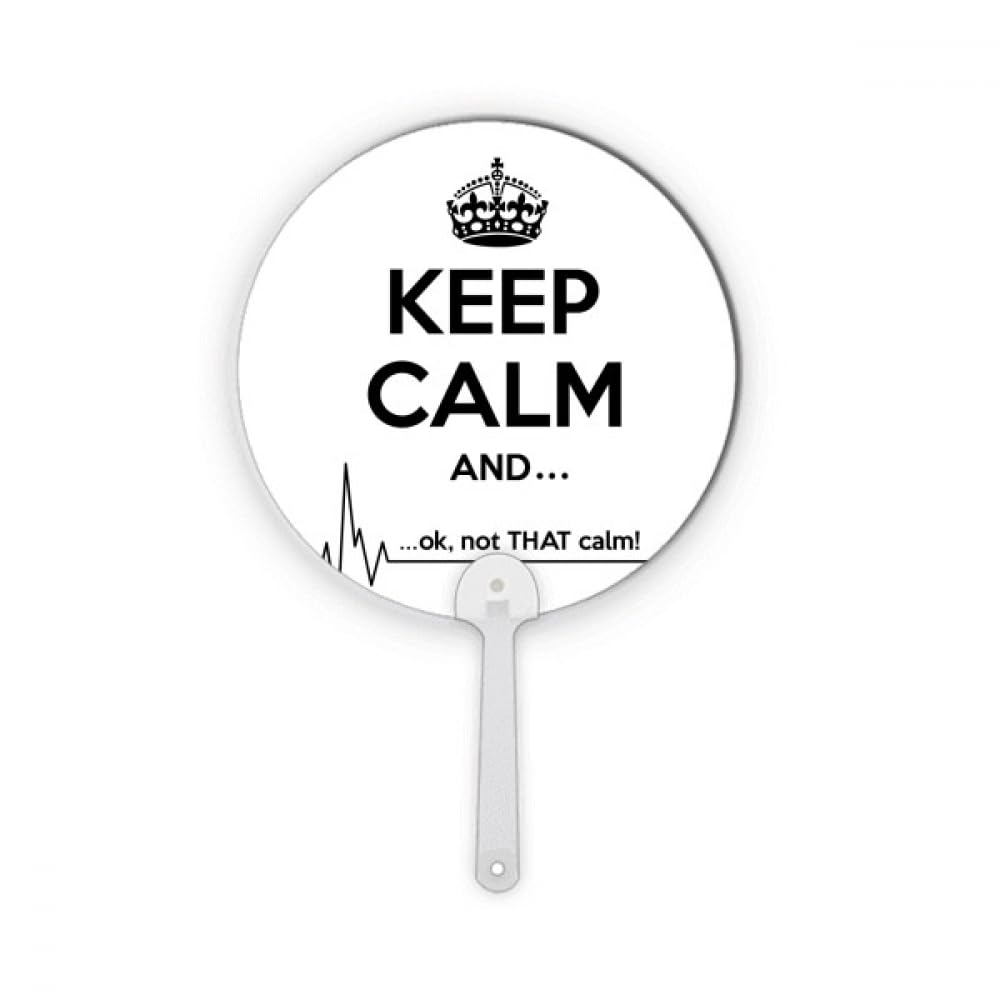 Éventail portable plastique rond noir Keep Calm amusant pour décoration artisanat maison