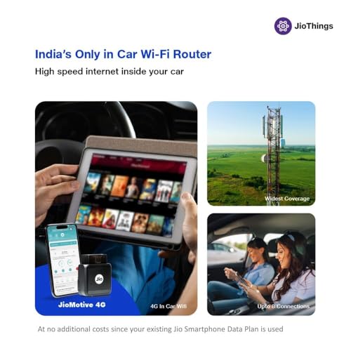 JioMotive OBD GPS Tracker & Wi-fi Router| 4G eSIM Plug n Play| Instant On/Off, Geo Fencing Alerts| 1 Year Free Subscription| Jio Locked | for Personal Cars & Small Fleets (Upto 5 Cars)