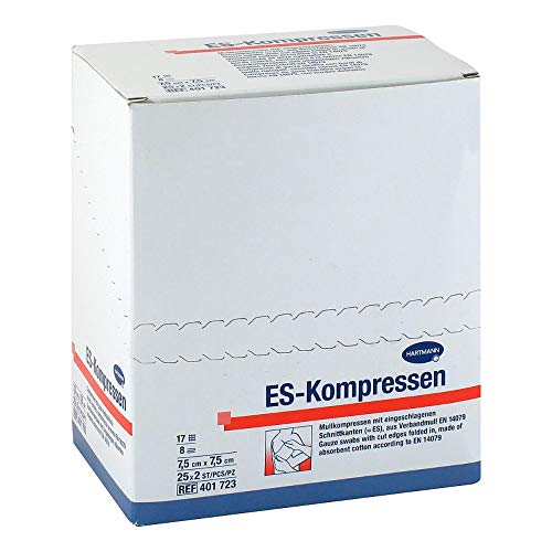 ES-Kompressen Compresses de Gaze Stériles 7,5 x 7,5 cm 8 prises 50 compresses Cover