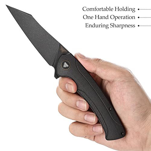 Trivisa Folding Pocket Knife For Edc Men,3.66" Ti Stonewash S35Vn Steel Blade Outdoor Camping Survival Hiking Knife With Ti Thumb Studs And Flipper Opener & Ball Bearing Pivot,Lynx-03B #TOP3