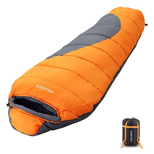 PROHIKER Mummy Sleeping Bag Lightweight for Adults Cold Weather Waterproof 4 Season for Camping Hiking with Compression Sack Backpacking Sleeping Bag for Adults & Kids (Orange)