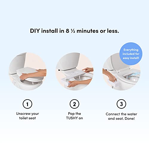 Tushy Classic 3.0 Bidet Toilet Seat Attachment - A Non-Electric Self Cleaning Water Sprayer With Adjustable Water Pressure Nozzle, Angle Control & Easy Home Installation (Biscuit/Platinum) #TOP2