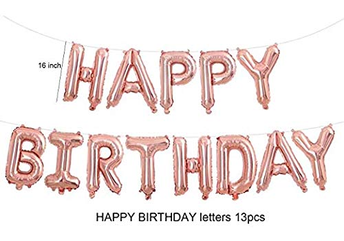 TOYXE Happy Birthday Latex Balloon, 13pcs "happy Birthday " Letter Balloons , 2pcs Foil Balloons, 4 Pcs Confetti Balloons. 12 Pcs Balloons, Rose Gold - Image 3 thumbnail
