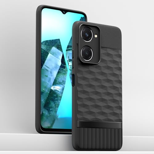 Image of Pikkme Back Cover for iQOO Z9 Lite 5G / Vivo T3 Lite 5G / Vivo Y18 / Y18e / Y03 Camera Protection 3D Hexa Cube Design Silicone Protective Bumper Case (Black)
