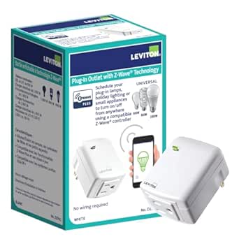 Leviton Decora Smart Plug-in Outlet with Z-Wave Technology, DZPA1-2BW, White