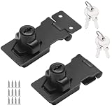 Zorfeter 2.5 Inch Keyed Hasp Locks, Black Hasp Lock Latch with Lock, Twist Knob Keyed Locking Hasp f