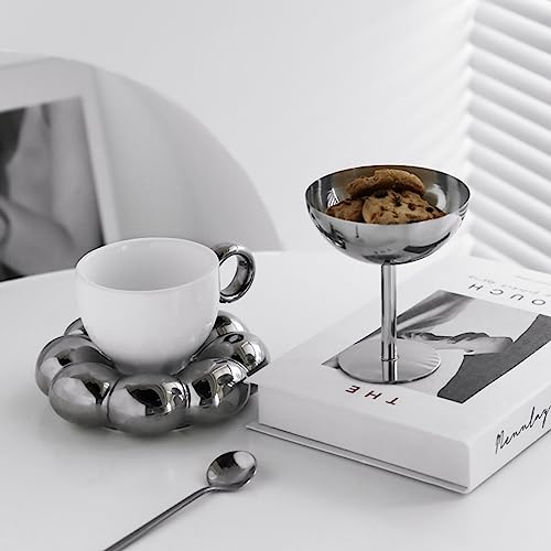 Hapivida Ice Cream Cup, 4Pcs Stainless Steel Serving Dessert Bowls Cups Sauce Bowls Mini Round Footed Yogurt Snack Candy Cups for Salad Fruit Pudding Christmas Party