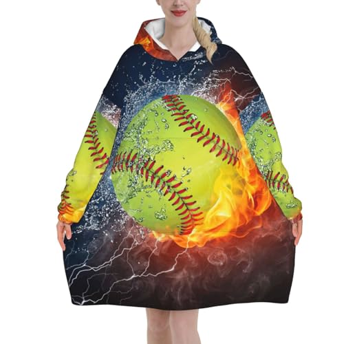 Couverture à capuche chaude imprimé softball le cadeau réconfortant idéal pour l'hiver