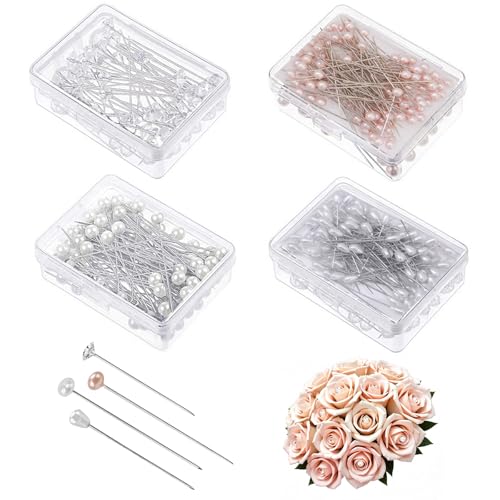 400 Pcs Bouquet Pins Flower Pin, 4 Styles Boutonniere...