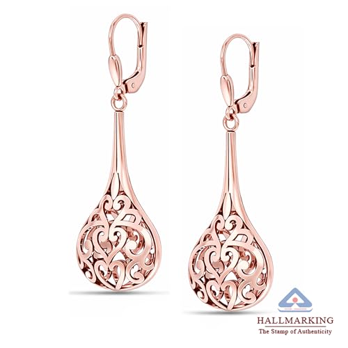 Image of TRUESILVER ACPL 925 Sterling Silver Drop Earrings for Women & Girls | BIS Hallmarked Elegant Dangle Earrings | Stylish Leverback Everyday & Gift Jewelry