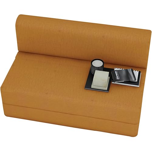 Image of NUVOLE Golden Sofa Cum Bed for One Seater | Imported Velvet Fabric, Washable Cover, Cushion Included | 3' x 6' Feet | Portable & Space-Saving Furniture for Home /Office