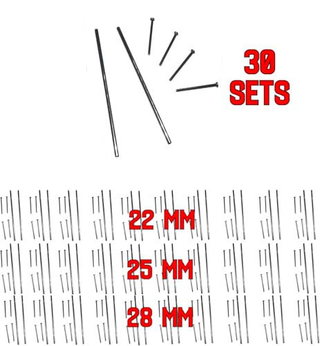 30 Sets 1/64 Diecast Alloy Car Wheels Axle Mixed Sizes /22mm/25mm/28mm Hollow Axle with Nail Pin for 1:64 Model Car. 30 Sets. (only axles, no Wheels) by Generic - Used condition - Image 5