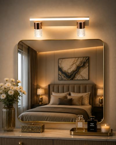 Image of FILLISKA 3 in 1 Double Wall spot /Picture /Display /Mirror Light with Adjustable Head and Colour Changing Function (Champagne RoseGold-6453)