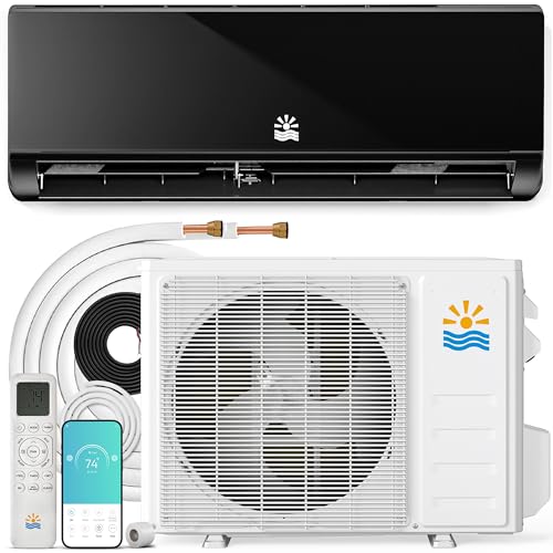 Image of Rellytech Mini Split AC /Heating System - 12000 BTU Wifi Mini Split AC Unit Inverter Heating and Cooling, 20 SEER2 115V Energy Efficient Air Conditioner Up to 750sq.ft, Installation Kit, Black