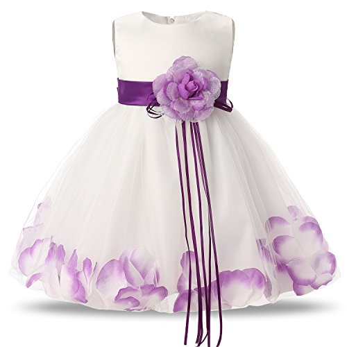 TTYAOVO Mädchen Tutu Blütenblätter Bogen Braut Hochzeit Kleid für Kleinkind Mädchen Größe(M) 9-12 Monate 239 Lila Cover