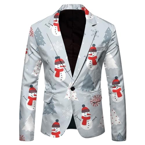Veste de costume pour homme imprimé Noël : le blazer gris idéal pour vos soirées printanières