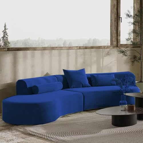 Image of Rosewood ! 2+2=4 Seater Classic Modern Living Room Interior Curved Style Chesterfiled Sofa Lounger 2-Pieces Style Sofa Set 4-Person Sofa for Living Room, Office, and Hallway Colour (Blue)