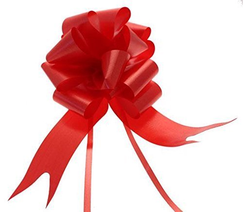 Hochzeitsdeko fürs Auto, 3 große Bandschleifen aus Polyester (50 mm) und Band aus Polyester (7 m x 5,1 cm), verschiedene Farben rot