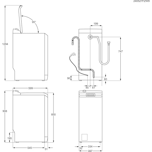 AEG Waschmaschine Toplader, 40 cm, 6 kg, Serie 6000 ProSense - Mengenautomatik - Smarte Beladungserkennung, A, Nachlegefunktion, Wasserstopp & -Schutzalarm, Inverter Motor, 1400 U/min, LTR6A41460