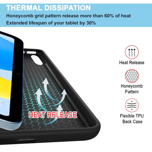 Image of CEDO Smart Case for iPad 10 (10th Gen) / iPad 11 (11th Gen) A16 2025 10.9 in Tri-Fold Flip Folio Cover | Pencil Holder | Auto Wake-Up /Sleep Mode | Multi View Angles Stand TPU Backcover (Black)