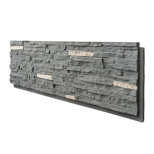 ROOMTEC 1-Pack Faux Stone Wall Covering Panels for Interior and Exterior Decor, PU Stone Veneer, Siding Panels for DIY Home Improvement Projects, 46.46" x 12.99"