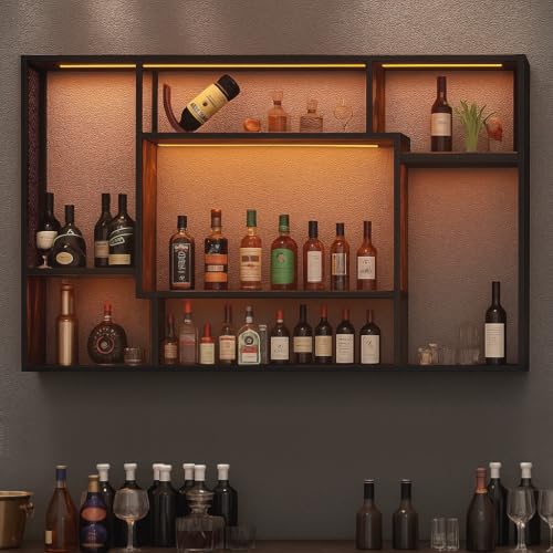YOURLITE Weinregal Wand mit LED-Beleuchtung Metall, Bar Regal mit LED-Licht, Wandmontage Wine Display-Ständer, 3 Ebenen Weinregal Metall, für Bars, Wohnzimmer, Küche, Restaurant, Schwarz YOURLITE Weinregal Wand mit LED-Beleuchtung Metall, Bar Regal mit LED-Licht, Wandmontage Wine Display-Ständer, 3 Ebenen Weinregal Metall, für Bars, Wohnzimmer, Küche, Restaurant, Schwarz