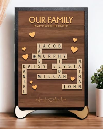 Personalized Family Crossword Canvas Custom Scrabble Name Puzzle Art Last Name Wall Sign Unique Crossword Picture with Names Family Print Dcor Christmas